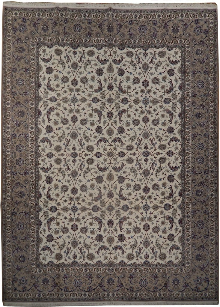 10 x 13.6 Persian Esfahan Rug Signed Wool and Silk: 10 x 13.6 Persian Esfahan Rug Signed Wool and Silk Free continental US Shipping This exquisite Persian Esfahan rug is a stunning blend of wool and silk, showcasing a fine craftsmanship that enhances a