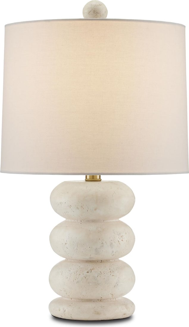 Currey Girault Mid-Century Modern Lamp Travertine Linen Shade: Currey Girault Mid-Century Modern Lamp Travertine Linen Shade Illuminate your space with this stunning Mid-Century Modern Girault Lamp, featuring a unique combination of travertine and an elegant anti