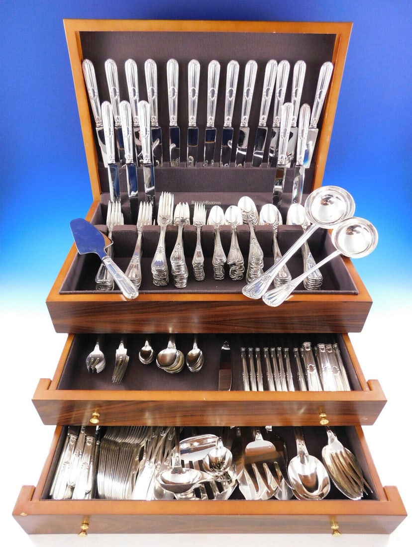 343 Piece Tetard Freres Perles French Sterling Silver Flatware Set (1 of 12)