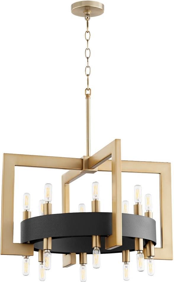 Cyan Archibald 24 Inch Aged Brass Noir Candelabra Chandelier: Cyan Archibald 24 Inch Aged Brass Noir Candelabra Chandelier Illuminate your space with this stunning Traditional Iron 24" Candelabra Noir chandelier, designed in an antique or vintage style. This exq
