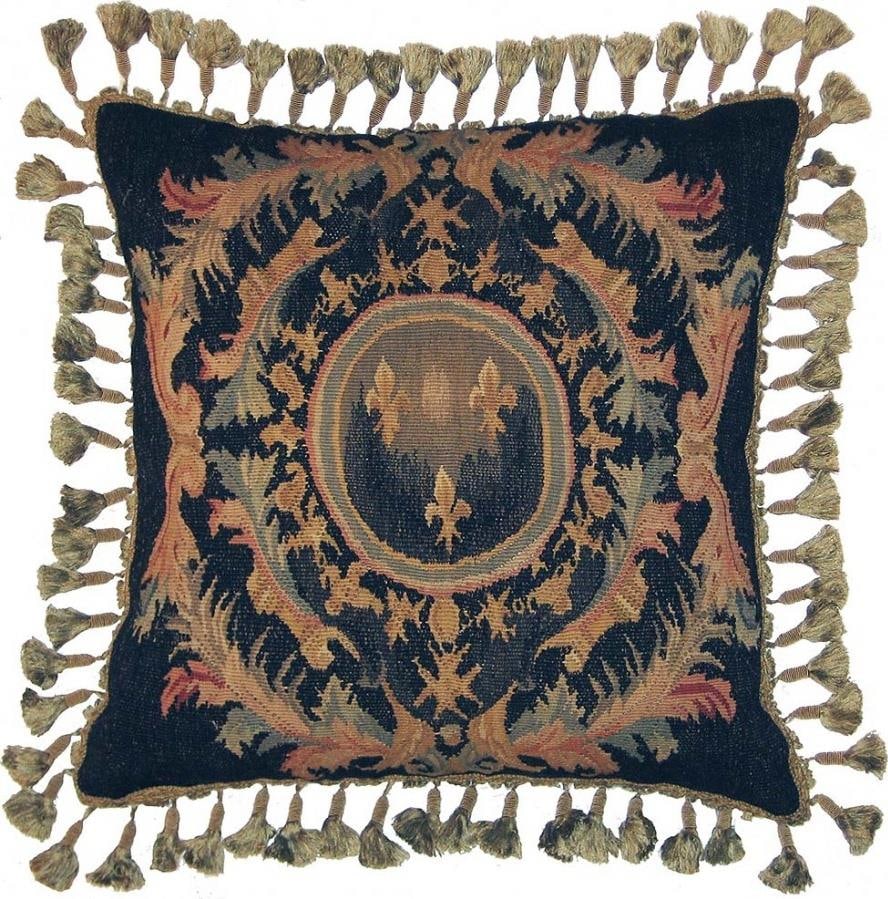 Provence Home Handwoven Aubusson Throw Pillow Fleur De Lis 22x22 (1 of 1)