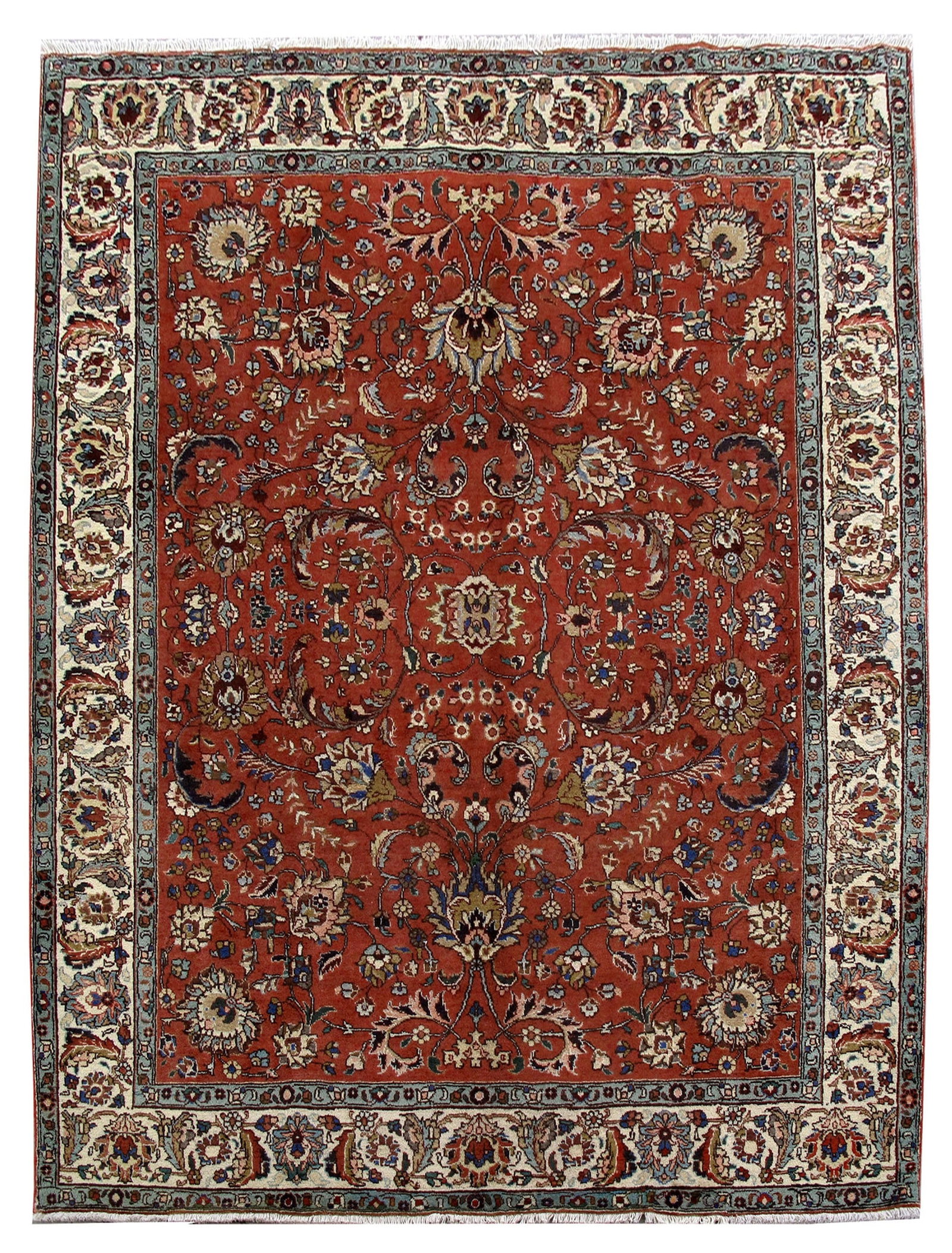 Handwoven 7.5 x 9.9 Red Persian Tabriz Area Rug (1 of 6)