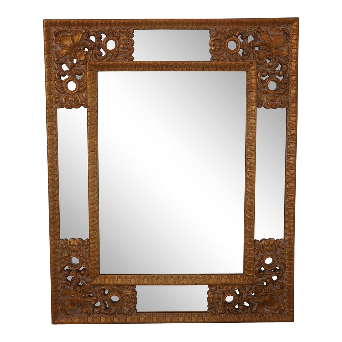 Vintage Louis XIV Style Gold Giltwood Large Mirror 33 x 41: Vintage Louis XIV Style Gold Giltwood Large Mirror 33 x 41 This stunning vintage mirror features an ornate decorated frame in the classic Louis XIV style, crafted from giltwood. With a history of appr