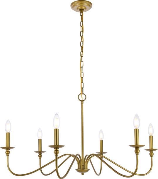 Elegant Rohan Brass Bowl Chandelier 6 Lights Mid-Century Modern (1 of 1)