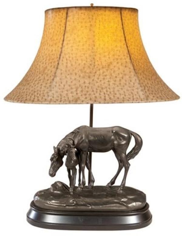 Artistic Equestrian Lamp Resin Faux Leather Shade 3-Way Switch (1 of 1)