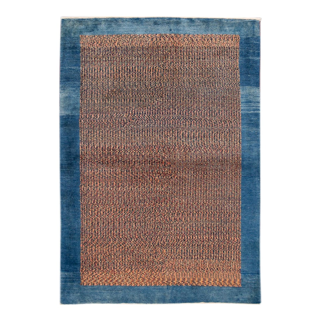 Handmade Modern Persian Gabbeh Wool Rug Multi-Color Design: Handmade Modern Persian Gabbeh Wool Rug Multi-Color Design Experience the charm of traditional craftsmanship with this modern Persian Gabbeh hand-knotted wool rug. Featuring a vibrant multi-color fiel