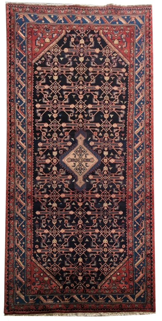 5.3 x 10.10 Graphite Black Handmade Persian Hamadan Rug (1 of 6)