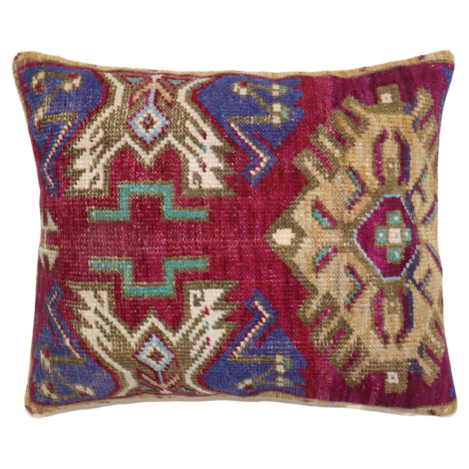 Raspberry Vintage Turkish Rug Pillow Angora Wool 18 x 22 American Classical: Raspberry Vintage Turkish Rug Pillow Angora Wool 18 x 22 American Classical Enhance your home decor with this exquisite Raspberry Vintage Turkish Rug Pillow. Crafted from authentic vintage Turkish rug