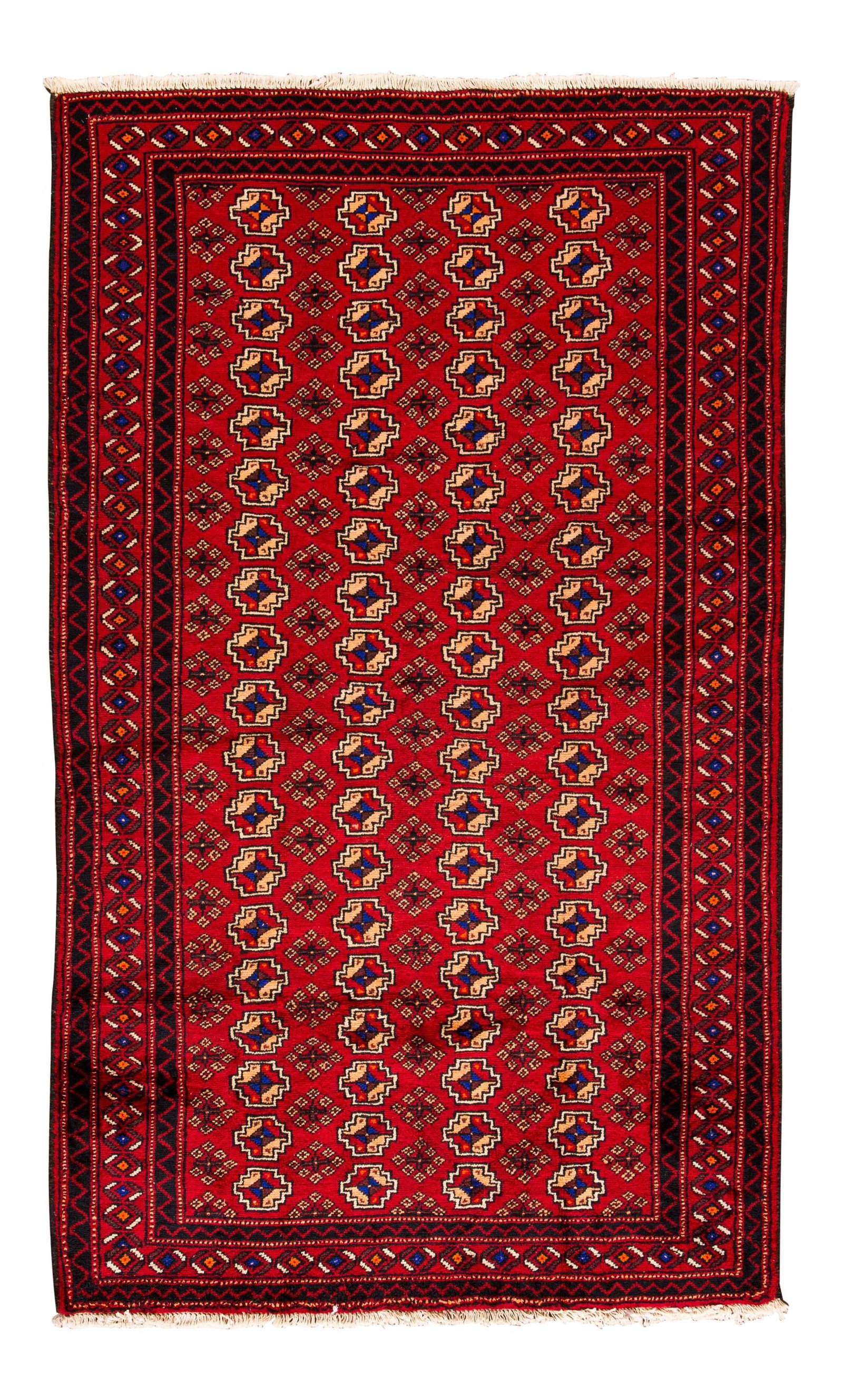 Red Vintage Persian Handmade Wool Rug 4'5 x 7'5 Multicolor Design: Red Vintage Persian Handmade Wool Rug 4'5 x 7'5 Multicolor Design Add a touch of elegance to your home with this beautiful Vintage Persian Handmade Wool Rug. Featuring a stunning red field adorned wit