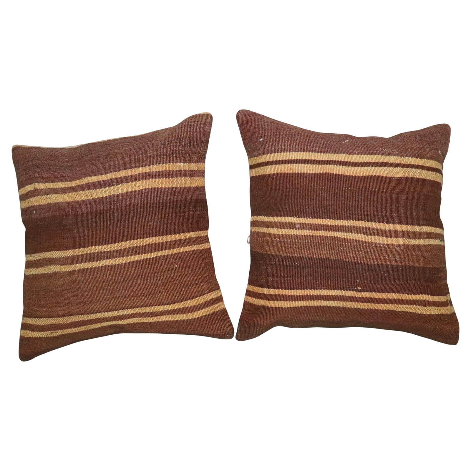 Set of 2 Turkish Kilim Wool and Cotton Tribal Pillows 18 x 18 Inches (1 of 5)