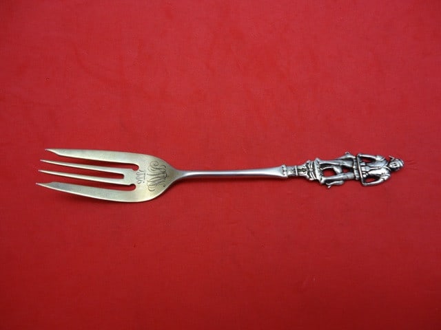 Gorham Nuremberg Sterling Silver Salad Fork 5 7/8 Gold Washed 1886: Gorham Nuremberg Sterling Silver Salad Fork 5 7/8 Gold Washed 1886 This exquisite salad fork from the Nuremberg pattern by Gorham is crafted from sterling silver and measures 5 7/8 inches in length. T
