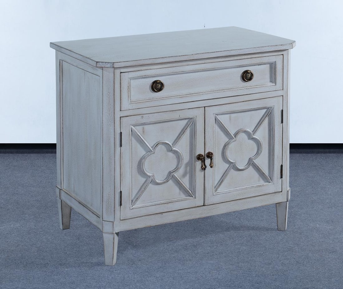 Wilcox Transitional Nightstand in Pewter Gray Solid Wood (1 of 4)