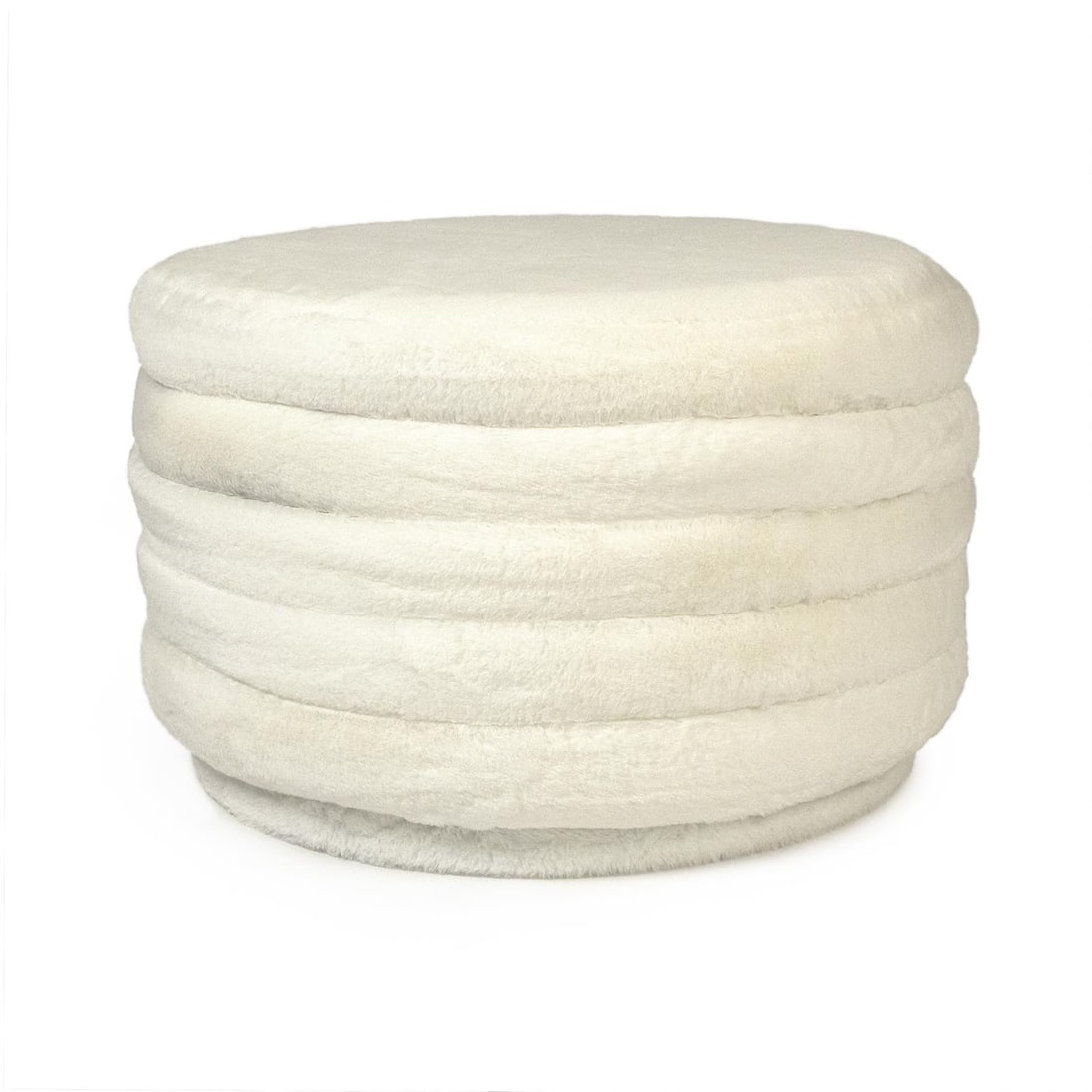 Zentique Mid-Century Modern White Faux Fur Stool 13H 21W 21D (1 of 3)