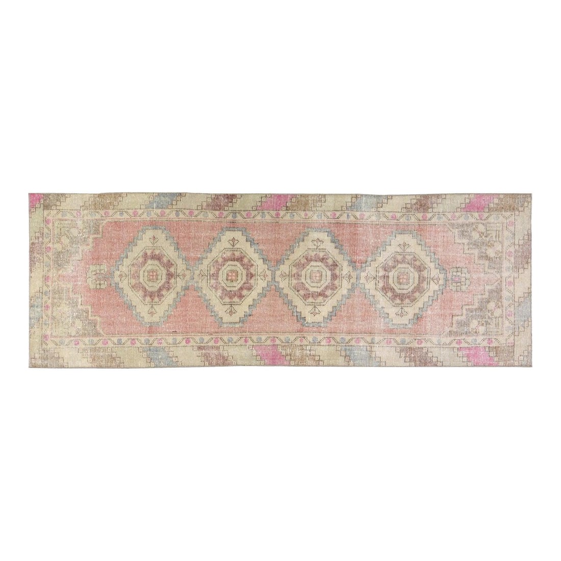 Handmade Wool Anatolian Runner Rug Sand 3'x8'10" Vintage Turkish Carpet (1 of 3)