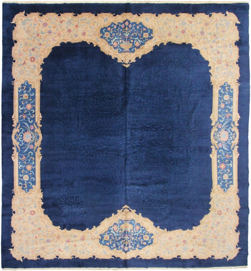 Walter Nichols Chinese Art Deco Wool Area Rug 13x14: Walter Nichols Chinese Art Deco Wool Area Rug 13x14 This is an original antique Art Deco Chinese area rug, attributed to Walter Nichols, dating to circa 1920. Hand-knotted from 100% Mandarin wool with