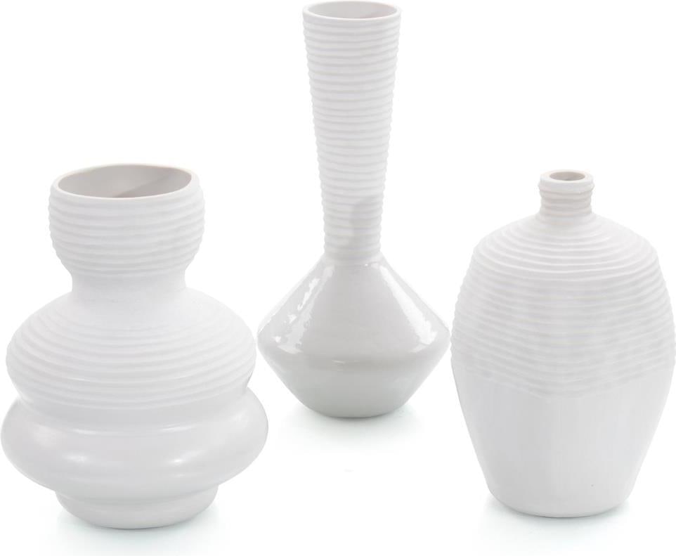 John-Richard Set of 3 Contemporary Greek White Glass Vases (1 of 2)