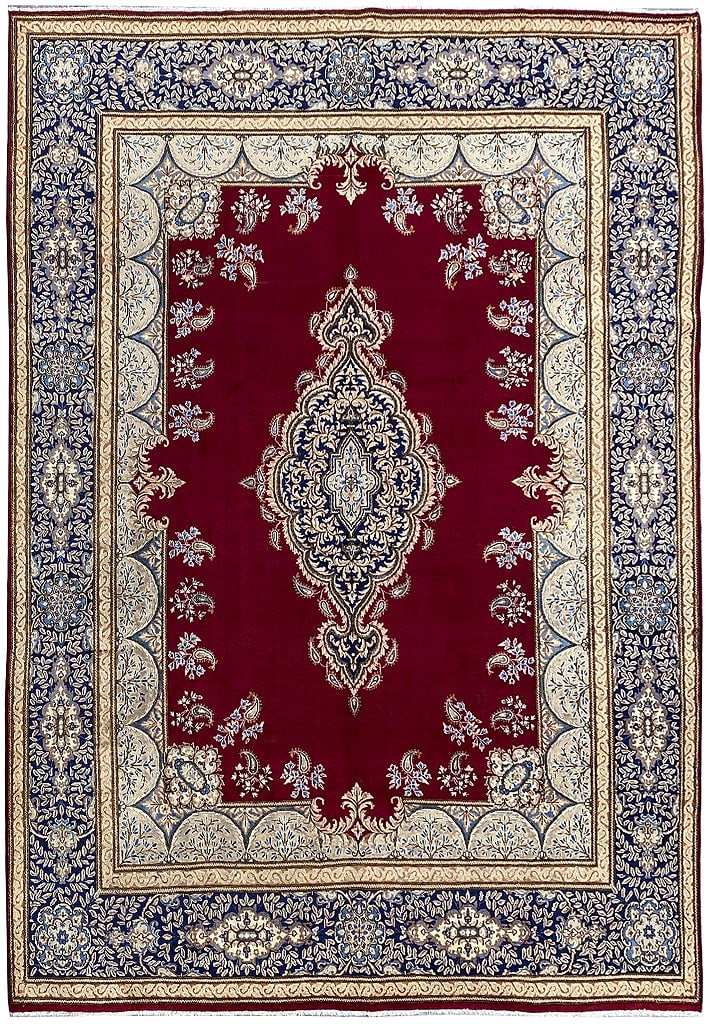 Elegant Burgundy Handmade Persian Kerman Rug 9.6 x 13.0 ft (1 of 12)