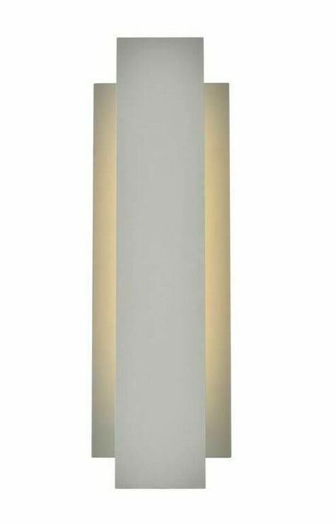 Living District Raine 17 Inch Silver LED Outdoor Wall Sconce Light: Living District Raine 17 Inch Silver LED Outdoor Wall Sconce Light This silver outdoor wall sconce features a modern, minimalistic design constructed from aluminum, iron, and glass. Designed for outdo