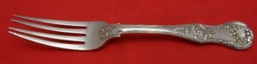 Sterling Silver Dinner Fork Kings English 8 Inch: Sterling Silver Dinner Fork Kings English 8 Inch This is a large, heavy sterling silver dinner fork in the Kings English pattern by an unknown maker. Crafted in the United Kingdom, this piece features
