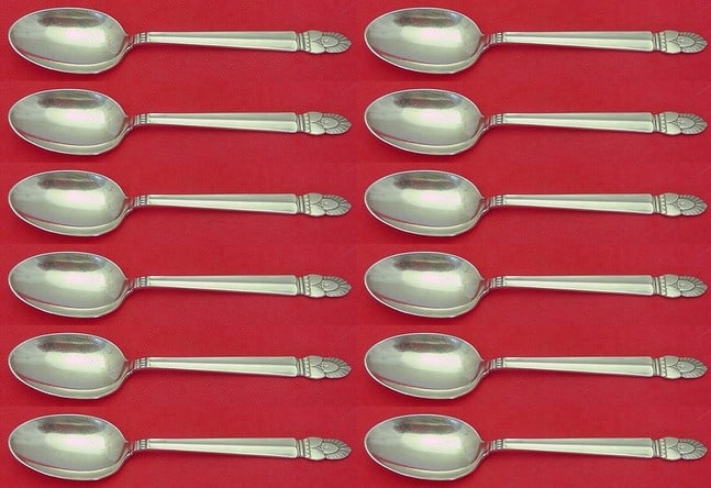 Frank Whiting Princess Ingrid Sterling Silver Teaspoon Set 12 pcs: Frank Whiting Princess Ingrid Sterling Silver Teaspoon Set 12 pcs This exquisite 12-piece set of teaspoons features the elegant Princess Ingrid pattern by Frank Whiting. Each spoon measures 6 1/8" and