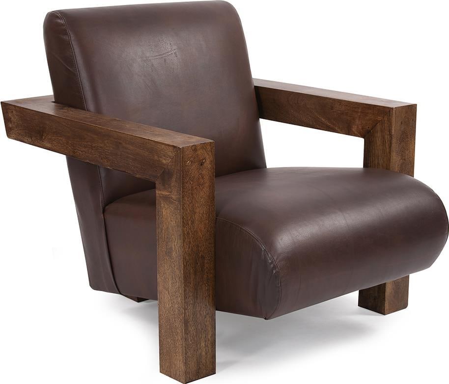 Howard Elliott Camden Mid-Century Modern Mango Wood Chair: Howard Elliott Camden Mid-Century Modern Mango Wood Chair Introducing the Stylish Camden Leather and Mango Wood Chair, an exquisite piece that combines mid-century modern design with the natural beaut