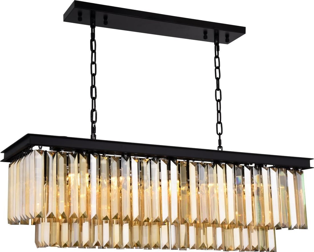 Elegant Lighting Sydney Crystal Pendant Light 8 Bulbs Golden Teak Matte Black (1 of 1)