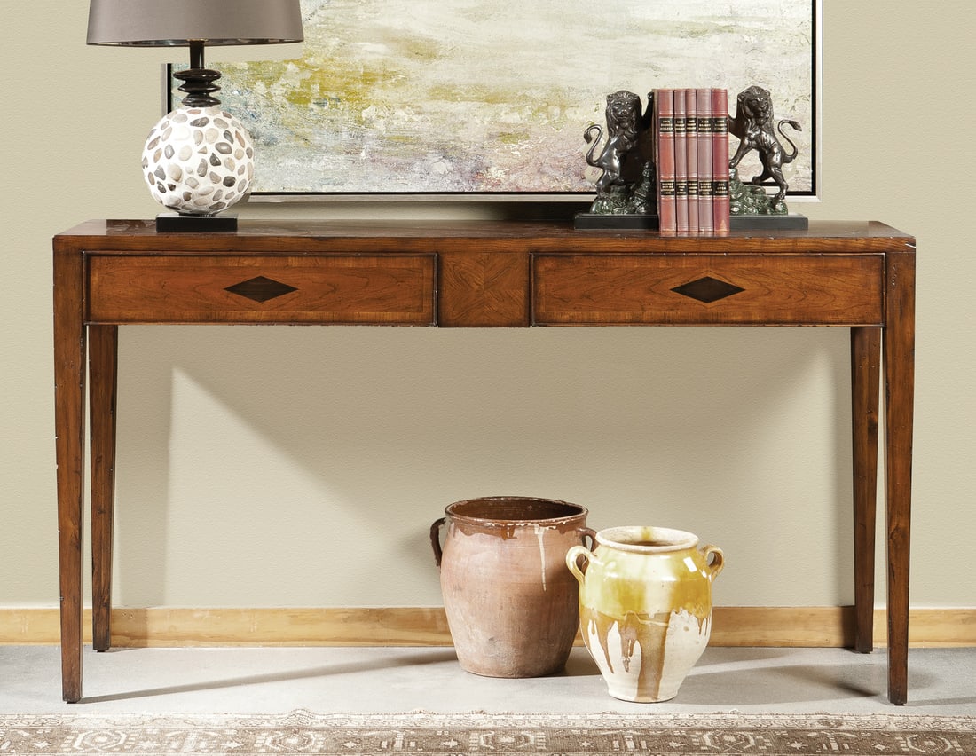 Port Eliot Cherry Console Table American Classical Aged Ebony Finish: Port Eliot Cherry Console Table American Classical Aged Ebony Finish Introducing an Elegant Cherry Console that perfectly blends traditional appeal with functionality. Crafted from high-quality cherry