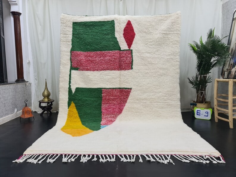 Handwoven Luxury Rug 100% Local Sheep Wool Morocco 10 x 6.56 Feet: Handwoven Luxury Rug 100% Local Sheep Wool Morocco 10 x 6.56 Feet Experience the elegance of this Luxury Authentic Rug, handwoven in the Atlas Mountains by skilled Berber women weavers. Crafted using 