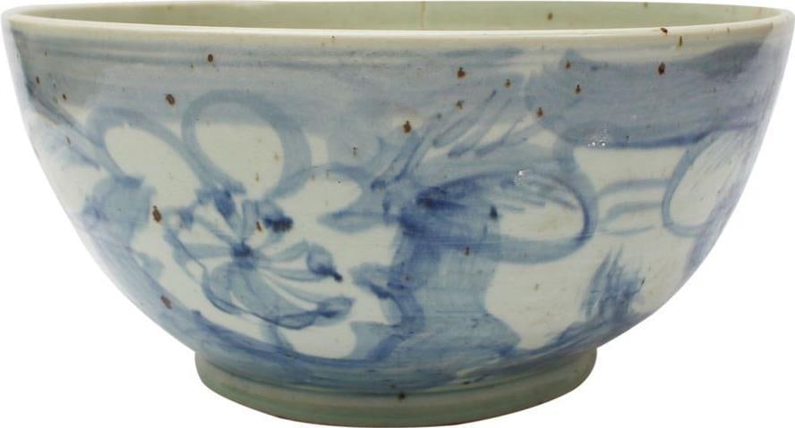 Handmade Decorative Blue and White Silla Ceramic Bowl 8H 16W 16D (1 of 1)