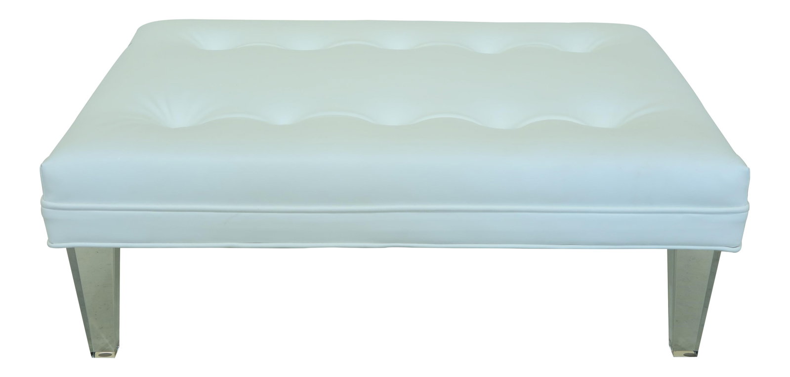 Modern Lucite Leg Ottoman with White Leather Seat (1 of 7)