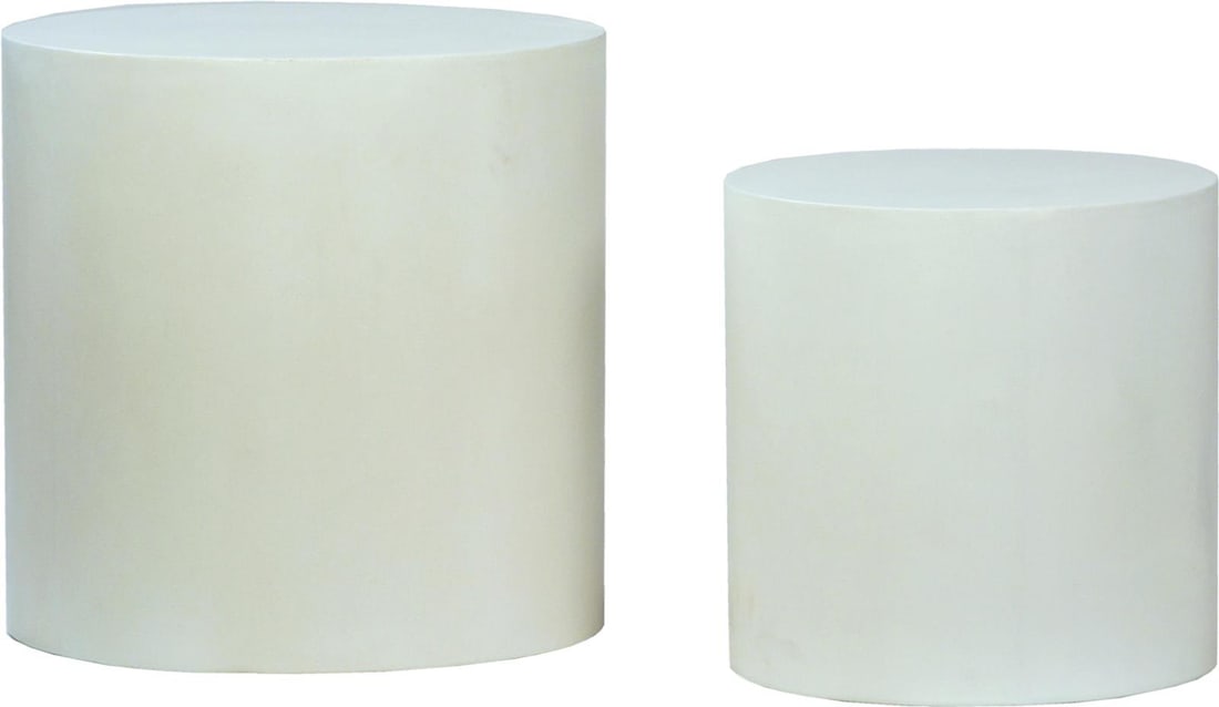 Modern Lightweight Concrete Outdoor Side Tables Set of 2: Modern Lightweight Concrete Outdoor Side Tables Set of 2 Enhance your outdoor space with these elegant white concrete side tables. Crafted from lightweight concrete, these tables combine style and fun