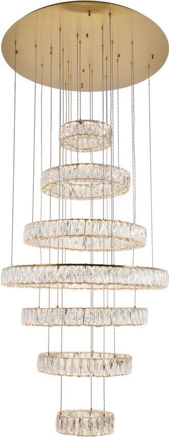 Elegant Lighting Monroe Crystal LED Bowl Chandelier Gold Finish: Elegant Lighting Monroe Crystal LED Bowl Chandelier Gold Finish Illuminate your space with the Elegant Monroe Crystal LED Gold Chandelier, a stunning centerpiece designed to complement contemporary in