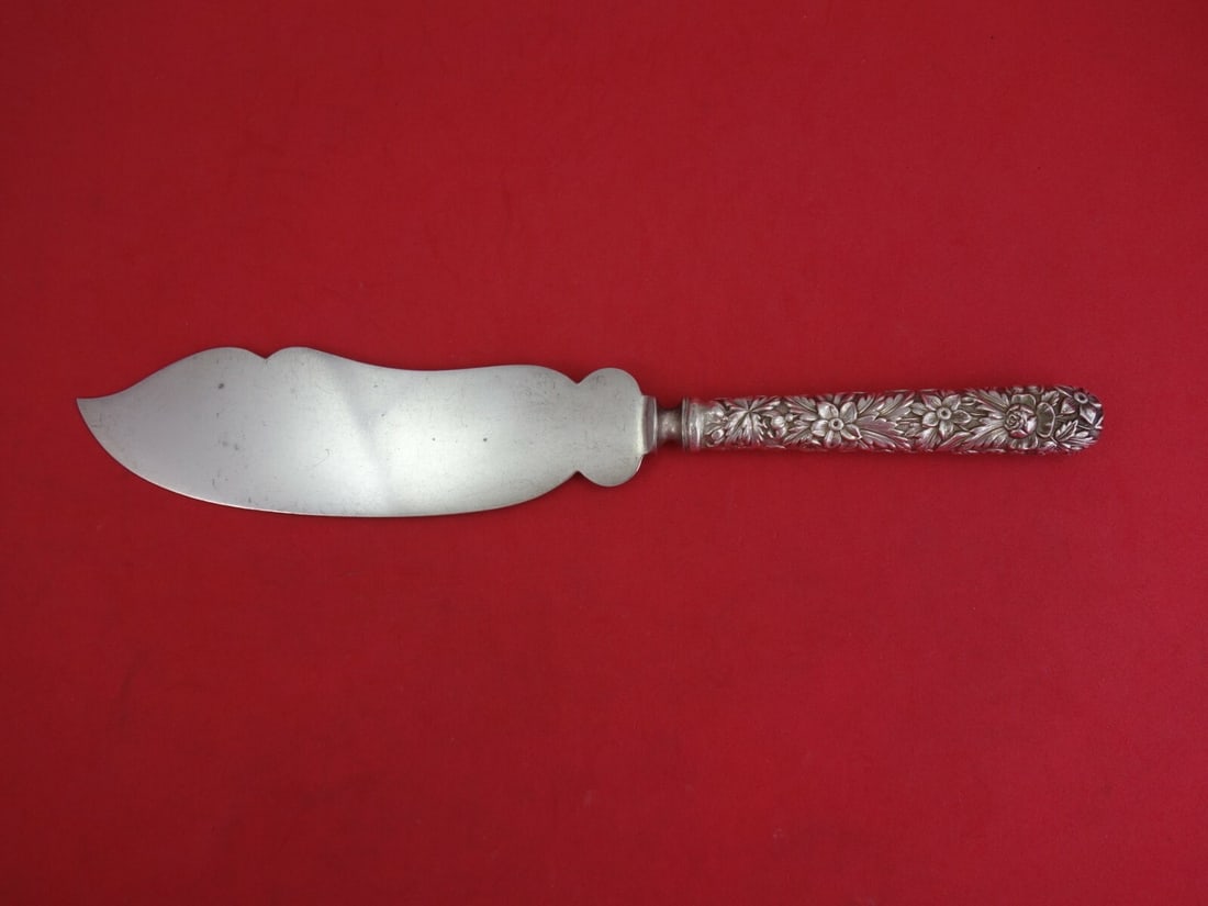 Kirk Repousse Sterling Silver Ice Cream Knife 11" Plated Blade: Kirk Repousse Sterling Silver Ice Cream Knife 11" Plated Blade This exquisite ice cream knife features a hollow handle crafted from sterling silver with an intricate all-around design, characteristic 