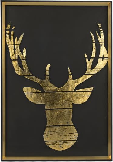 Zentique Elegant Deer Print Ebony Gold Frame 39.5 x 27.75: Zentique Elegant Deer Print Ebony Gold Frame 39.5 x 27.75 This elegant deer print is beautifully framed in a classic ebony gold finish, making it a stunning addition to any room. The artwork showcases