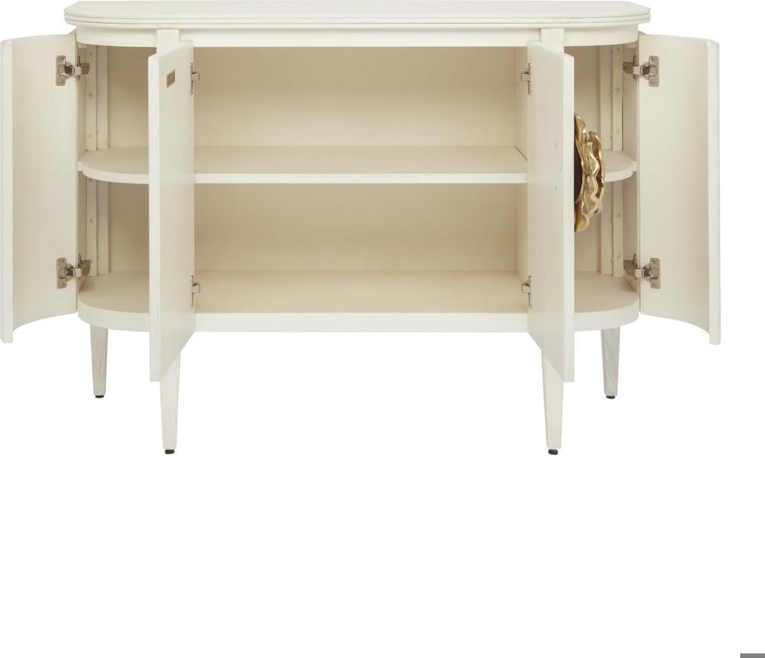 Currey Briallen Demilune Cabinet in Cerused White Finish: Currey Briallen Demilune Cabinet in Cerused White Finish Introducing the Traditional Briallen Cabinet, a stylish demilune cabinet that combines functionality with elegant design. This cabinet features