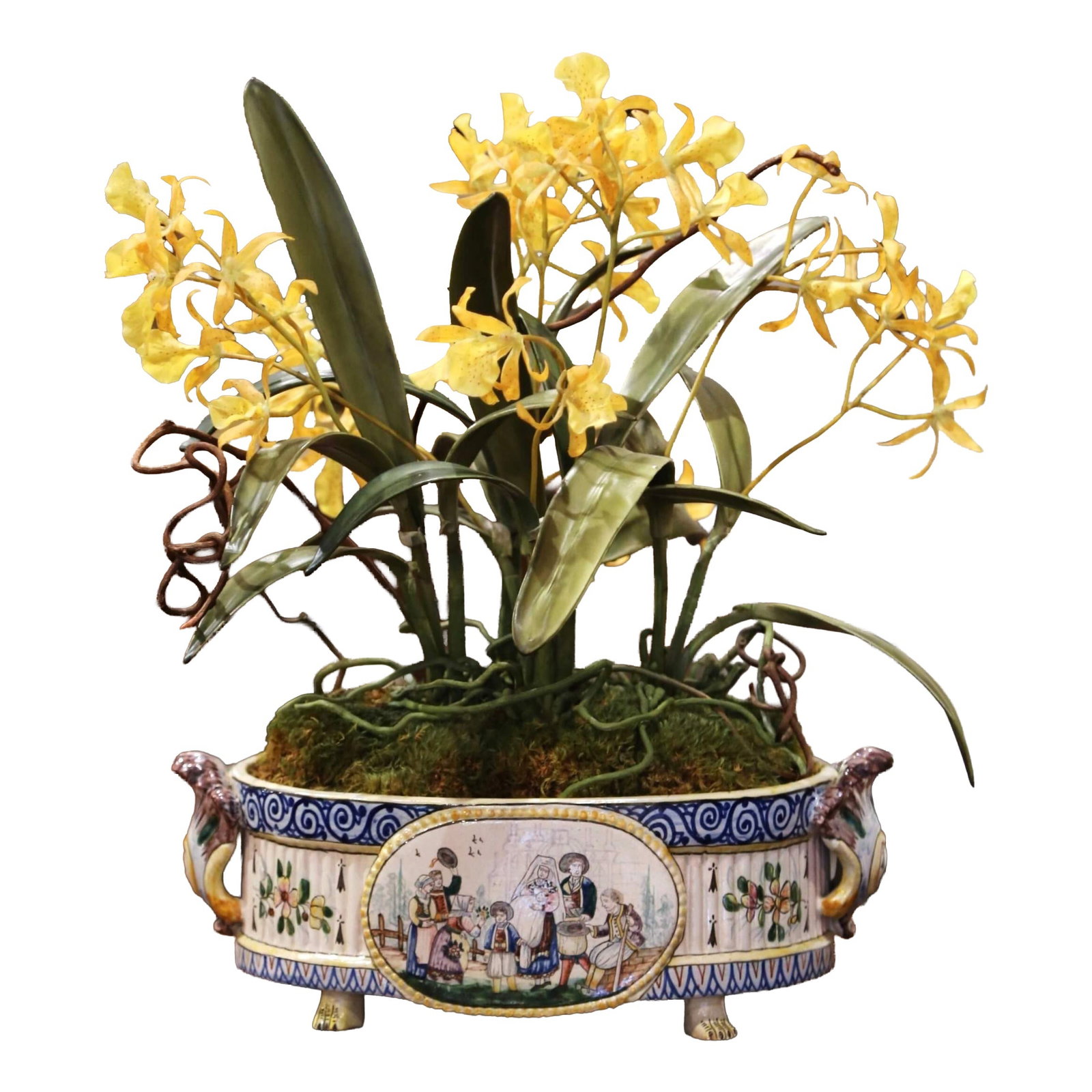 HB Quimper Faience Oval Jardiniere with Acanthus Handles (1 of 14)