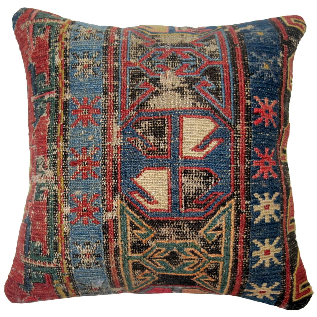 Worn Soumac Tribal Pillow Mid-19th Century Persian Design (1 of 4)