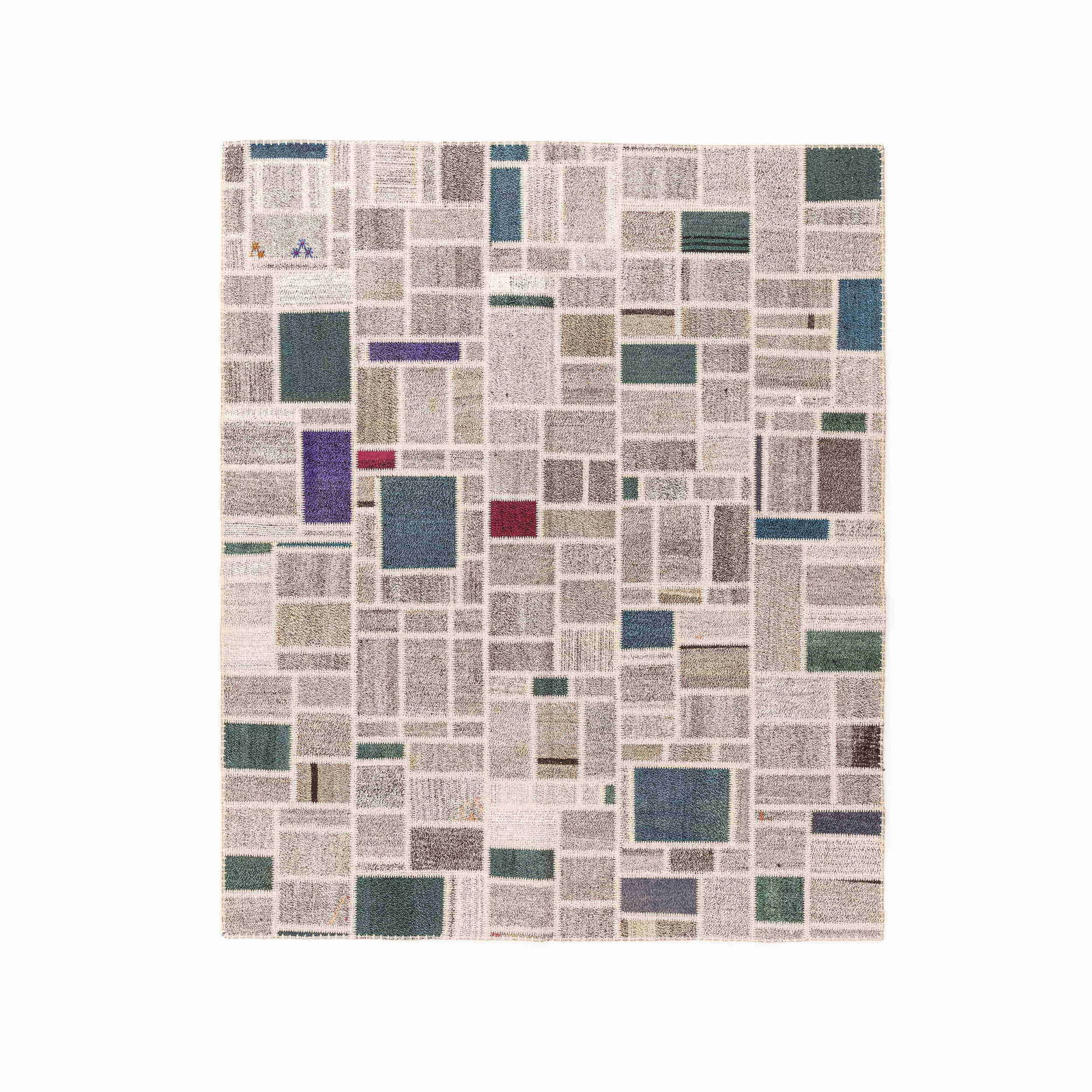 Authentic Handmade Patchwork Wool Carpet 78x93.3 Double Knots (1 of 8)