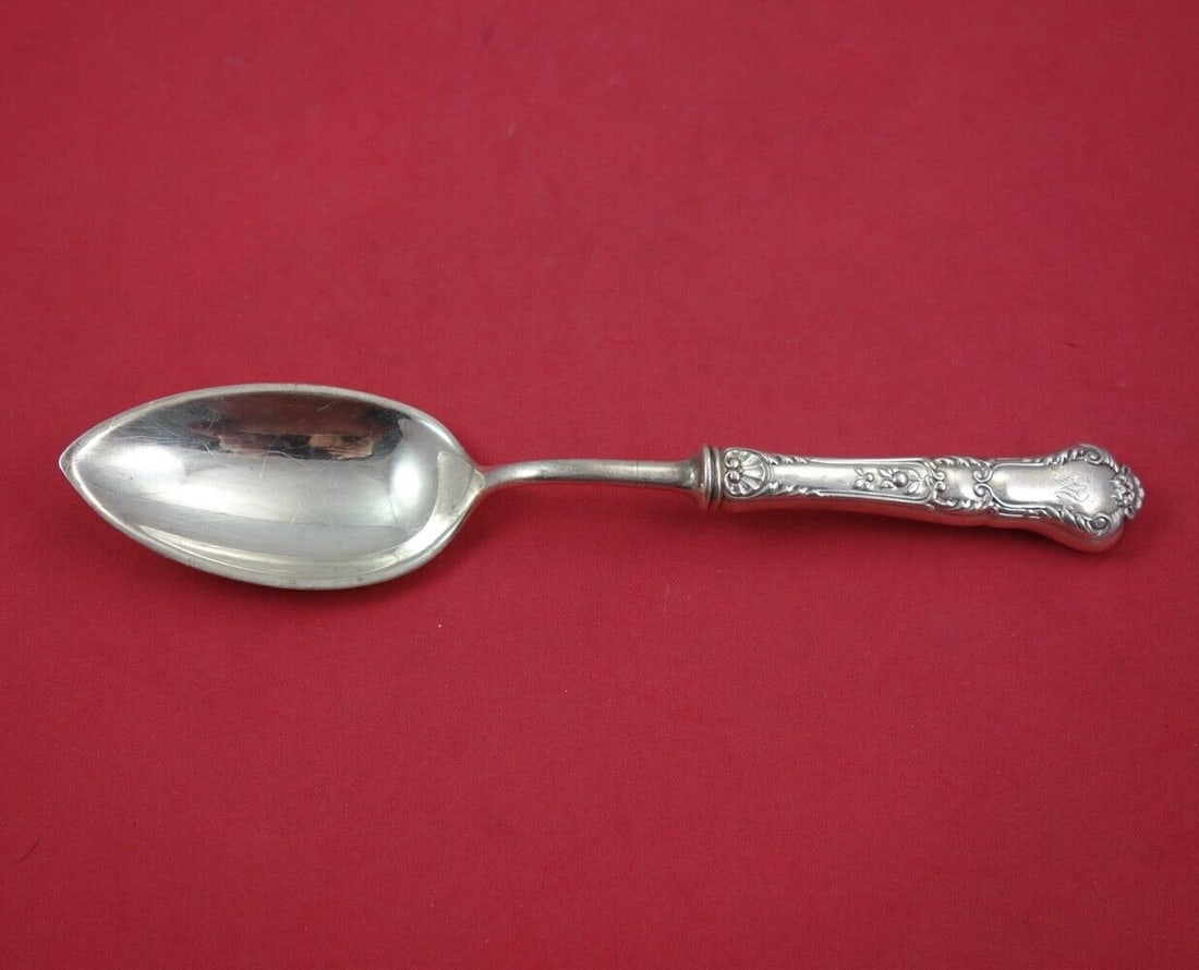 Dominick & Haff Charles II Sterling Silver Ice Cream Serving Spoon 8 3/4": Dominick & Haff Charles II Sterling Silver Ice Cream Serving Spoon 8 3/4" This exquisite ice cream serving spoon, crafted by Dominick & Haff, features the elegant Charles II pattern. Made from high-qu