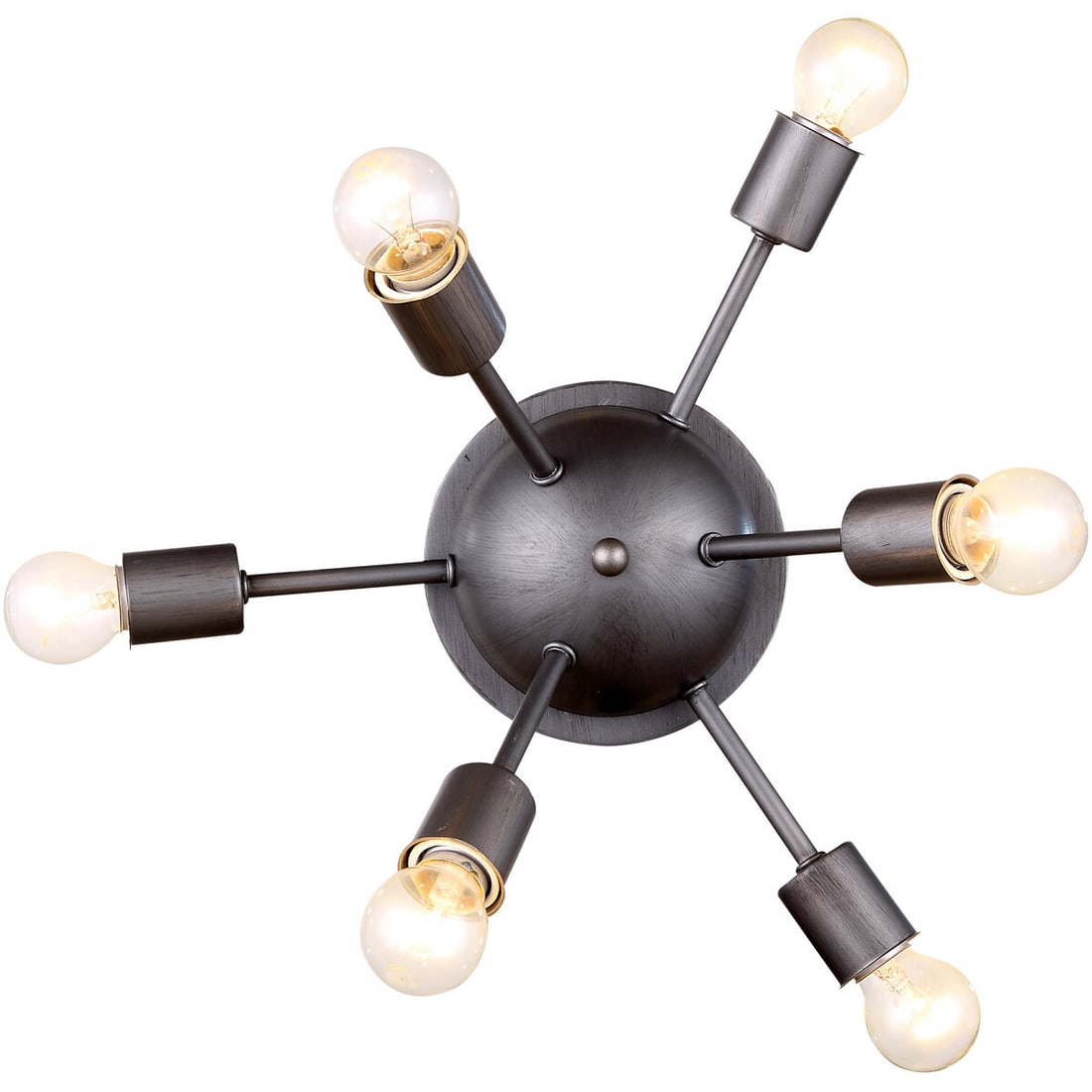 Cork Collection 6 Light Vintage Steel Sputnik Ceiling or Wall Fixture 21 Inch: Cork Collection 6 Light Vintage Steel Sputnik Ceiling or Wall Fixture 21 Inch This modern Sputnik-style light fixture features a vintage steel finish and can be used as either a wall sconce or a semi-
