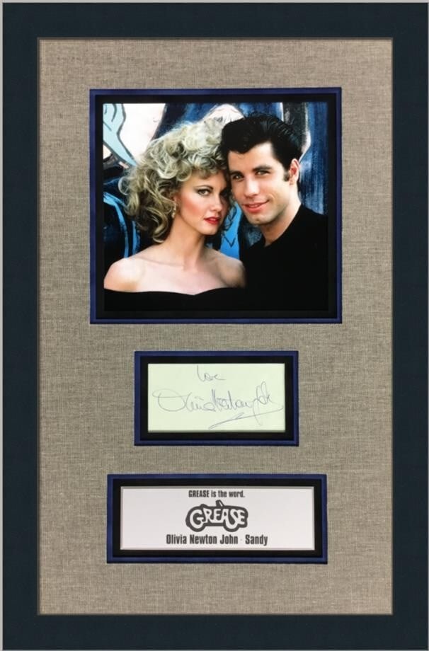 Olivia Newton John Grease Signed Cut Signature Custom Frame Beckett Certified (1 of 9)
