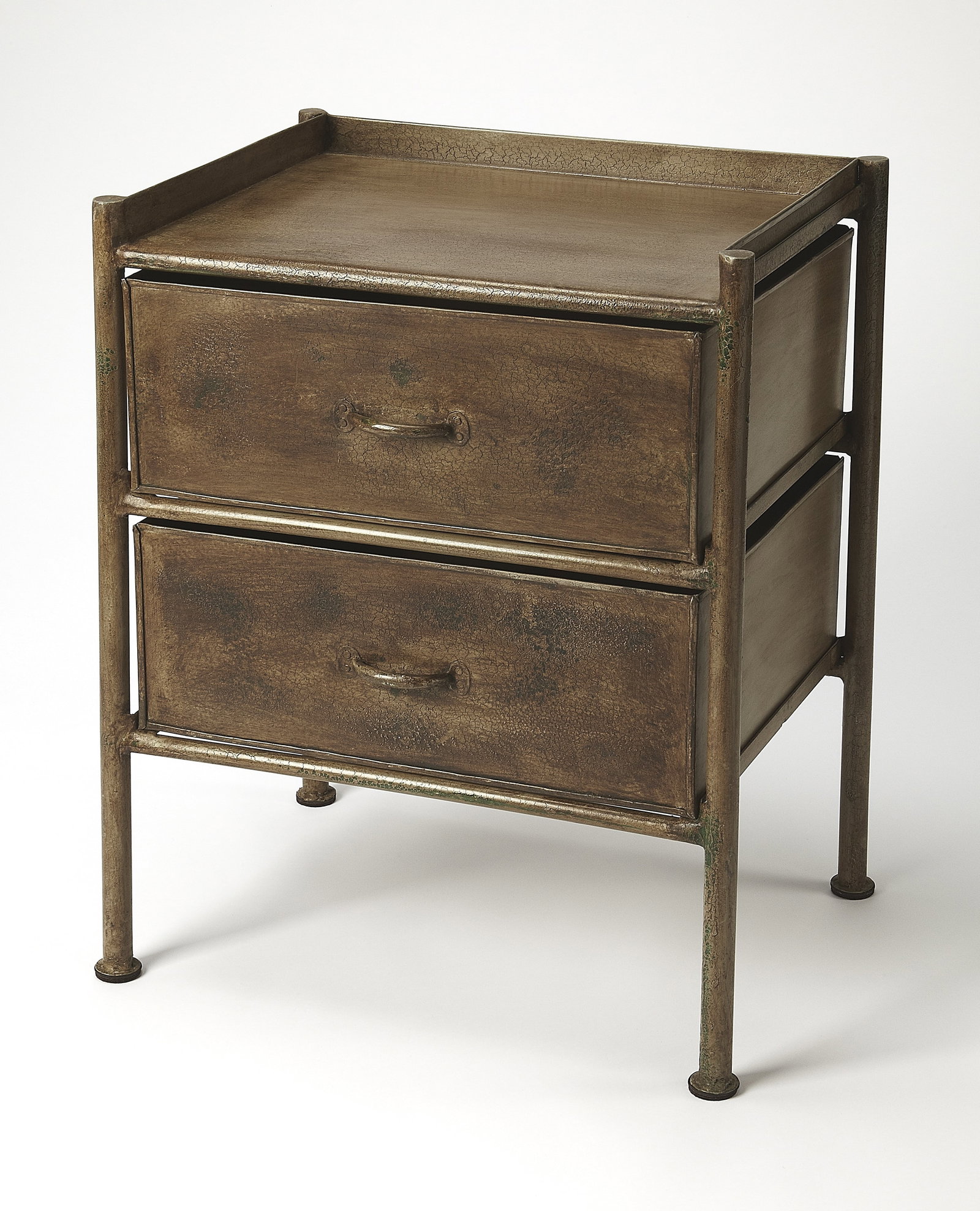 Butler Cameron Industrial Chic Bronze Side Table: Butler Cameron Industrial Chic Bronze Side Table Enhance your living space with this Compact Bronze Industrial Side Table, designed in a vintage style that brings a touch of industrial chic to any roo