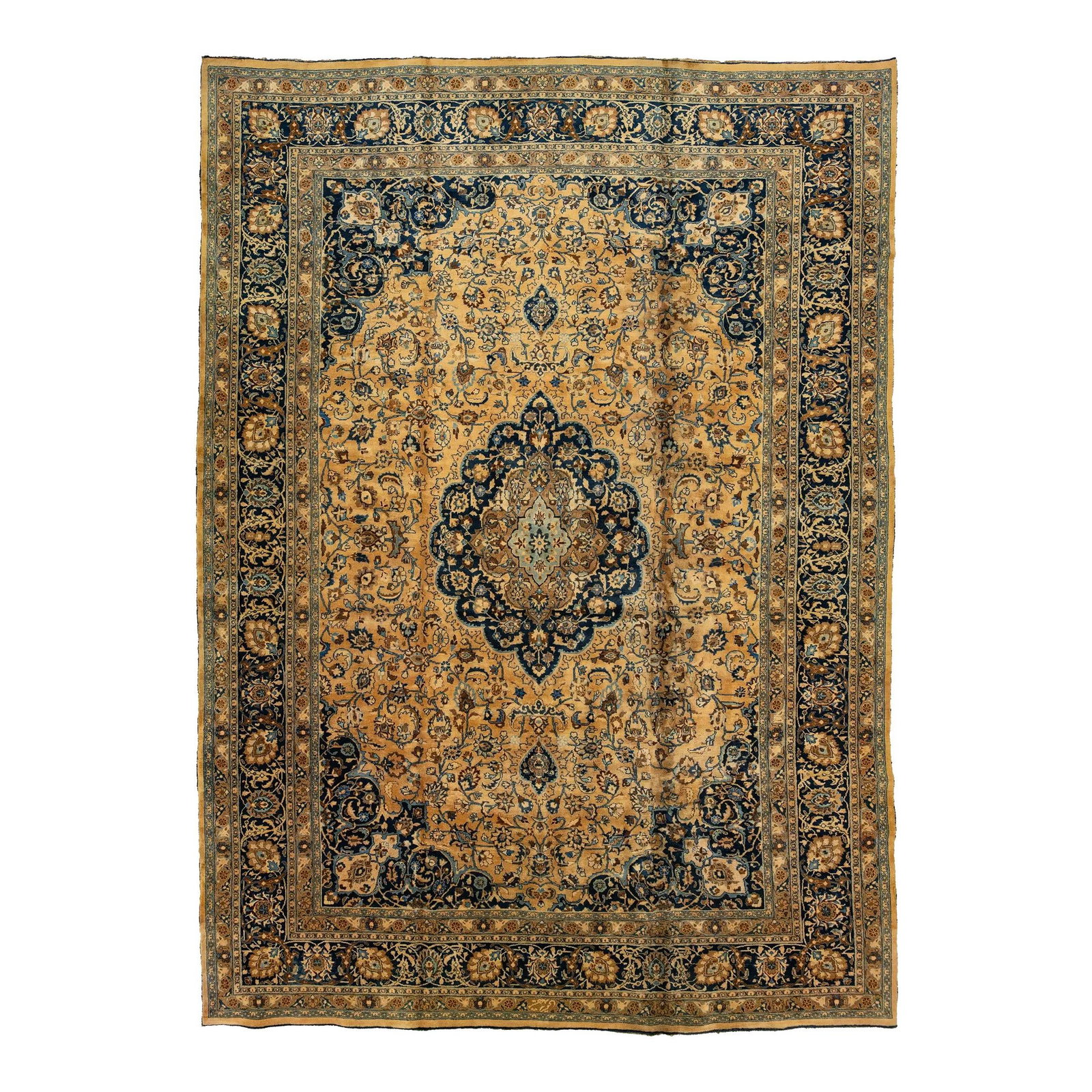 Antique Persian Mashad Handmade Wool Rug 11'3 x 15'9 Light Brown (1 of 9)