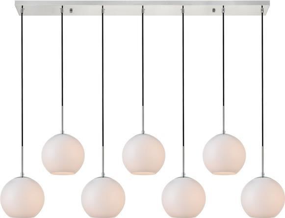 Baxter 7 Light Pendant Chrome Milk Elegant Lighting (1 of 1)