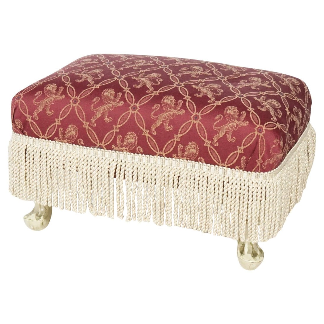 Antique French Country Style Upholstered Footstool C1920: Antique French Country Style Upholstered Footstool C1920 This exquisite Antique French Country Style Upholstered Footstool, dating back to circa 1920, showcases a beautiful upholstered seat adorned wi