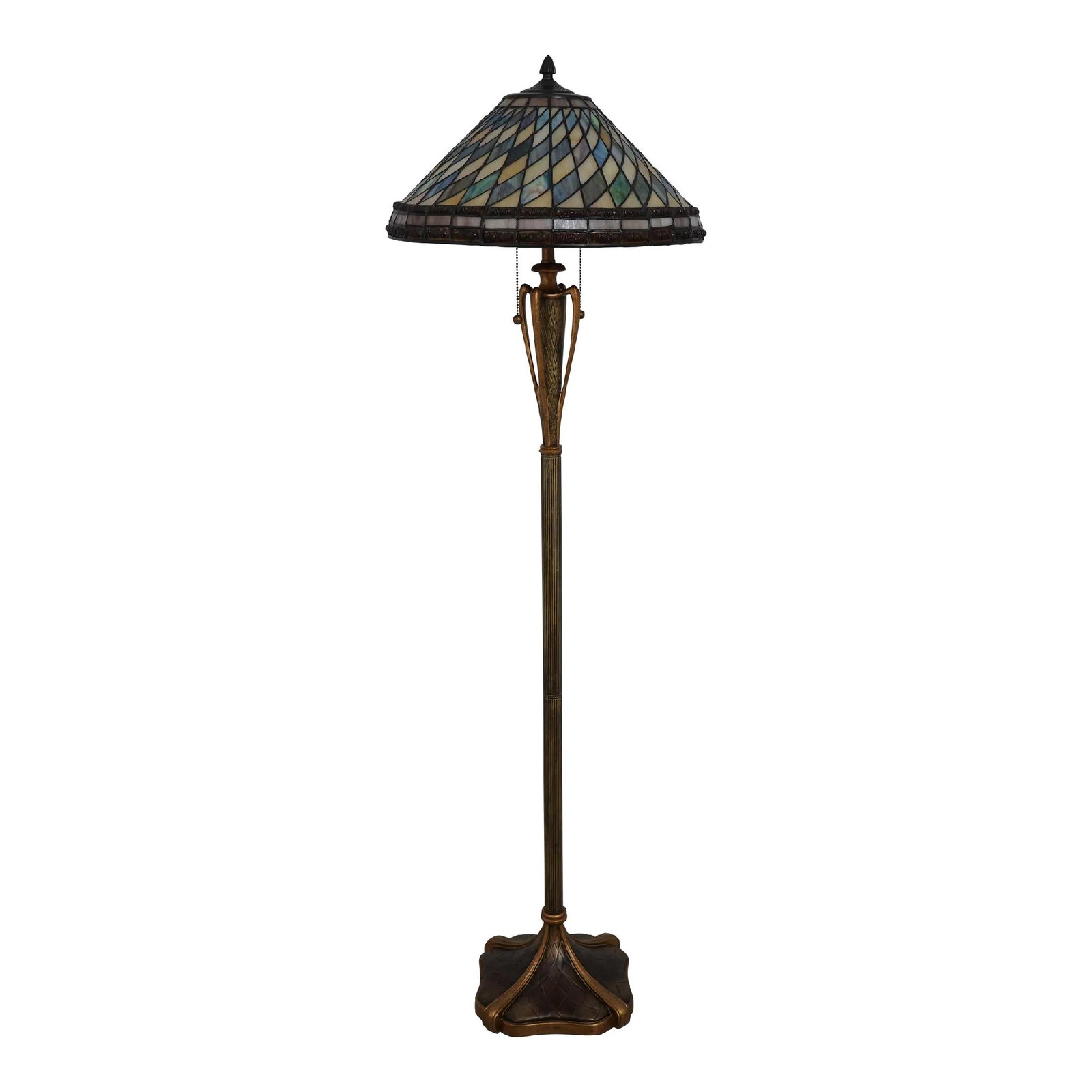 Tiffany Style Art Nouveau Stained Glass Floor Lamp 60" Bronze Gold Finish: Tiffany Style Art Nouveau Stained Glass Floor Lamp 60" Bronze Gold Finish This exquisite Tiffany Style Art Nouveau Stained Glass Floor Lamp features a stunning quality stained glass shade and a beauti