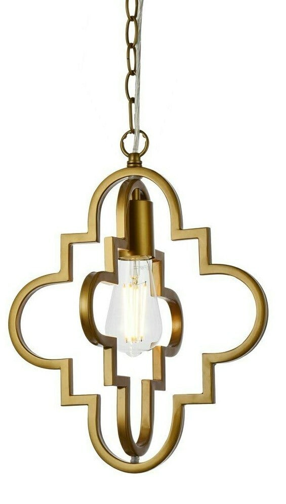 Living District Sandara Brass Pendant Light 1 Bulb: Living District Sandara Brass Pendant Light 1 Bulb This mid-century modern pendant chandelier from the Sandara Collection features a round brass-colored shade and a sleek, adjustable design. Suitable