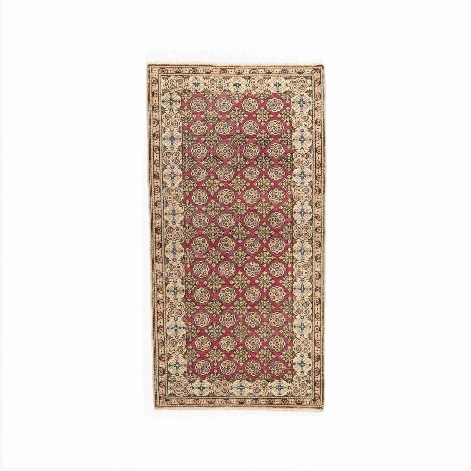 Authentic Handmade Kayseri Carpet Wool on Cotton 39 x 76.8 inches: Authentic Handmade Kayseri Carpet Wool on Cotton 39 x 76.8 inches Discover the exquisite craftsmanship of this Authentic Handmade Kayseri Carpet, featuring a luxurious blend of wool on cotton. Origina