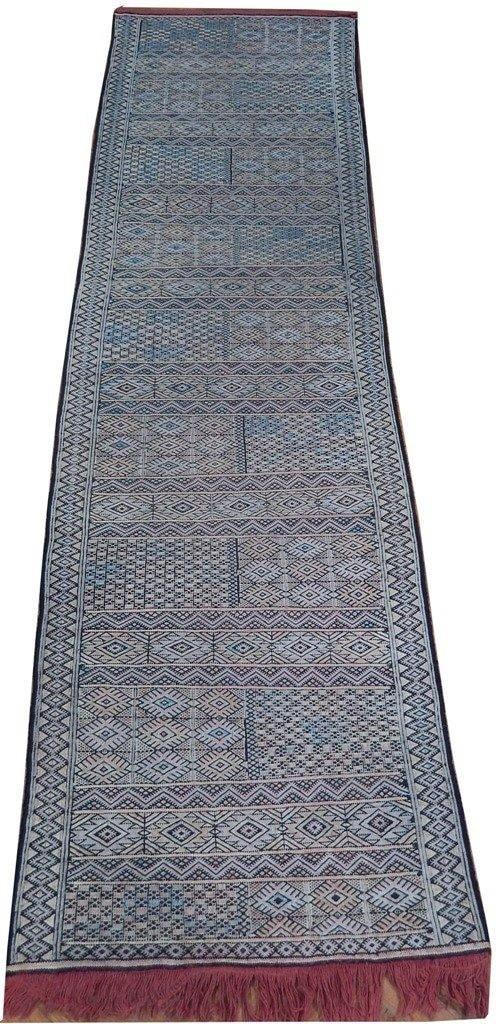 2'3" x 8'9" Ivory Tribal Kilim Flat Weave Runner Handmade: 2'3" x 8'9" Ivory Tribal Kilim Flat Weave Runner Handmade Free continental US Shipping Discover the beauty of our handcrafted Ivory Tribal Kilim Flat Weave Narrow Runner, measuring 2' 3" x 8' 9". This