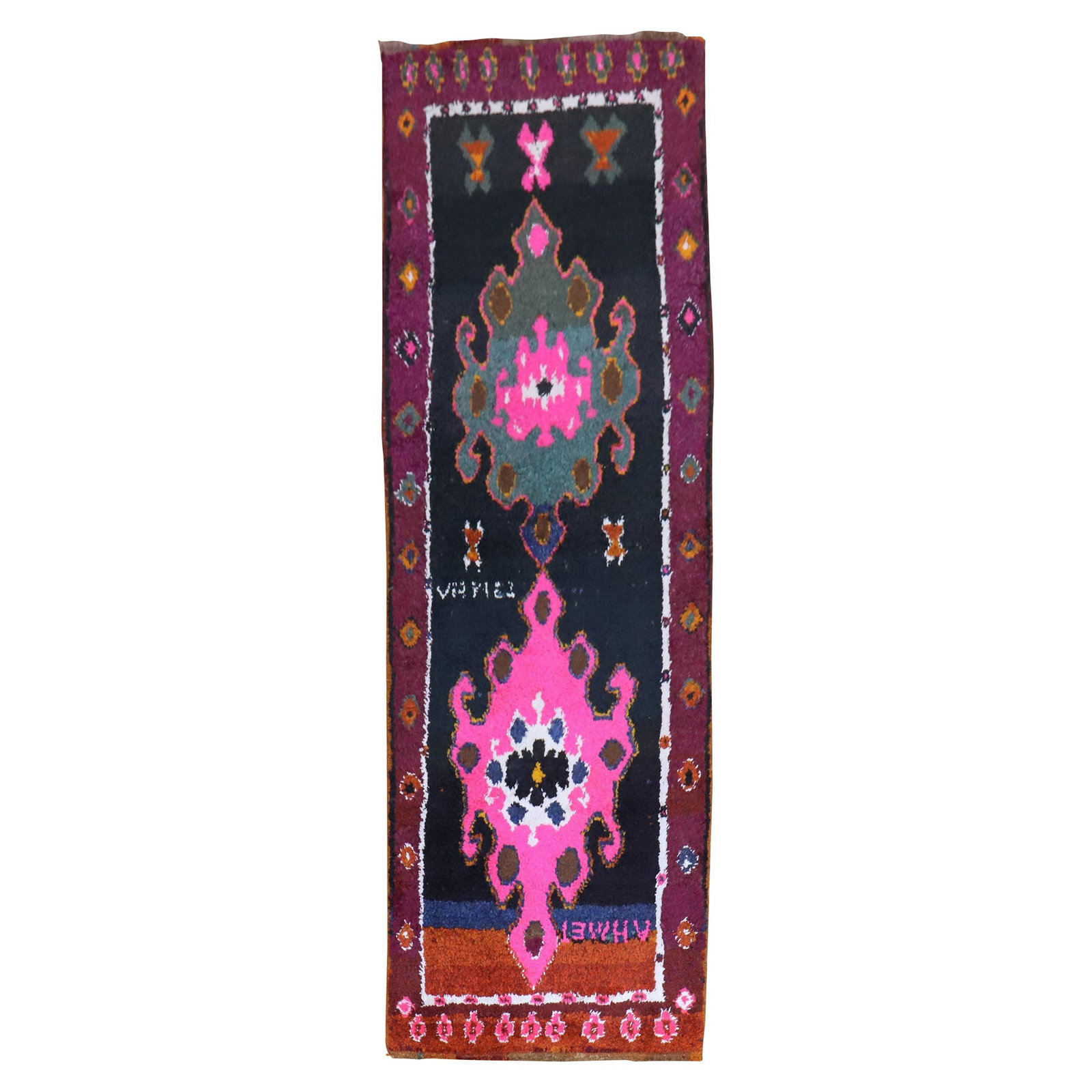 Hand-Woven Wool Bohemian Runner Rug 3'3" x 9'7" from Turkey: Hand-Woven Wool Bohemian Runner Rug 3'3" x 9'7" from Turkey Discover this stunning Wild Bohemian Turkish Runner, a true statement piece for any space. Hand-woven from high-quality wool, this unique ru